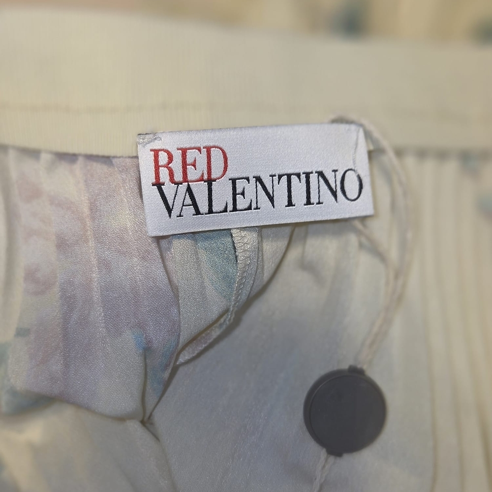 RED Valentino Pleated Floral Midi Skirt Pastel Yellow Italy Size 42, MSRP $975 - Picture 13 of 16